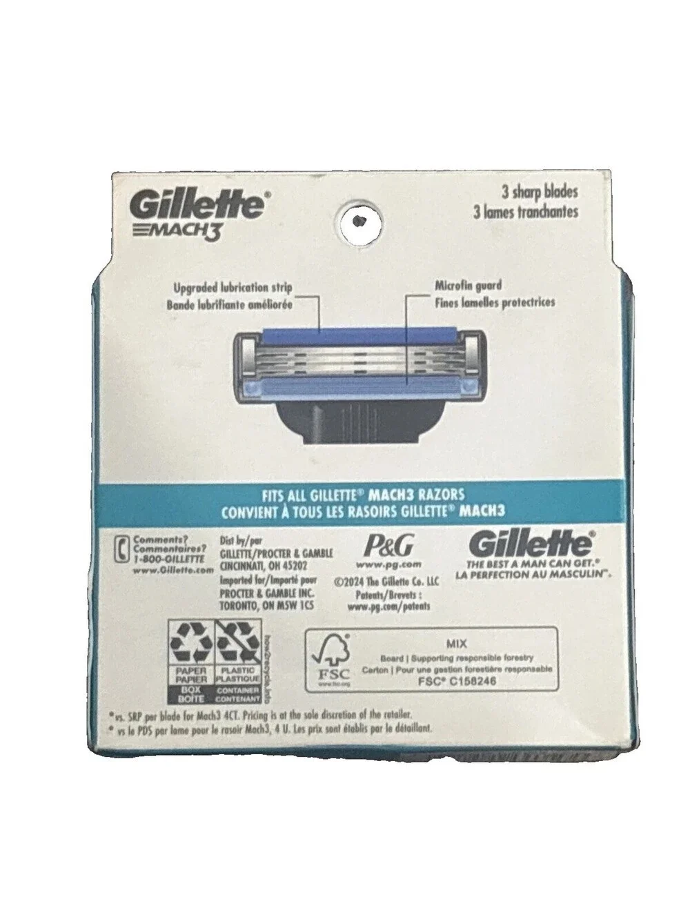 Gillette Mach3 Men's Razor Refill Cartridges 8ct